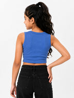 Kidello Girls Cotton Ribbed Crop Top | Sleeveless Casual Top