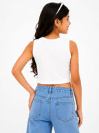 Kidello Girls Cotton Ribbed Crop Top | Sleeveless Casual Top