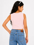 Kidello Girls Cotton Ribbed Crop Top | Sleeveless Casual Top