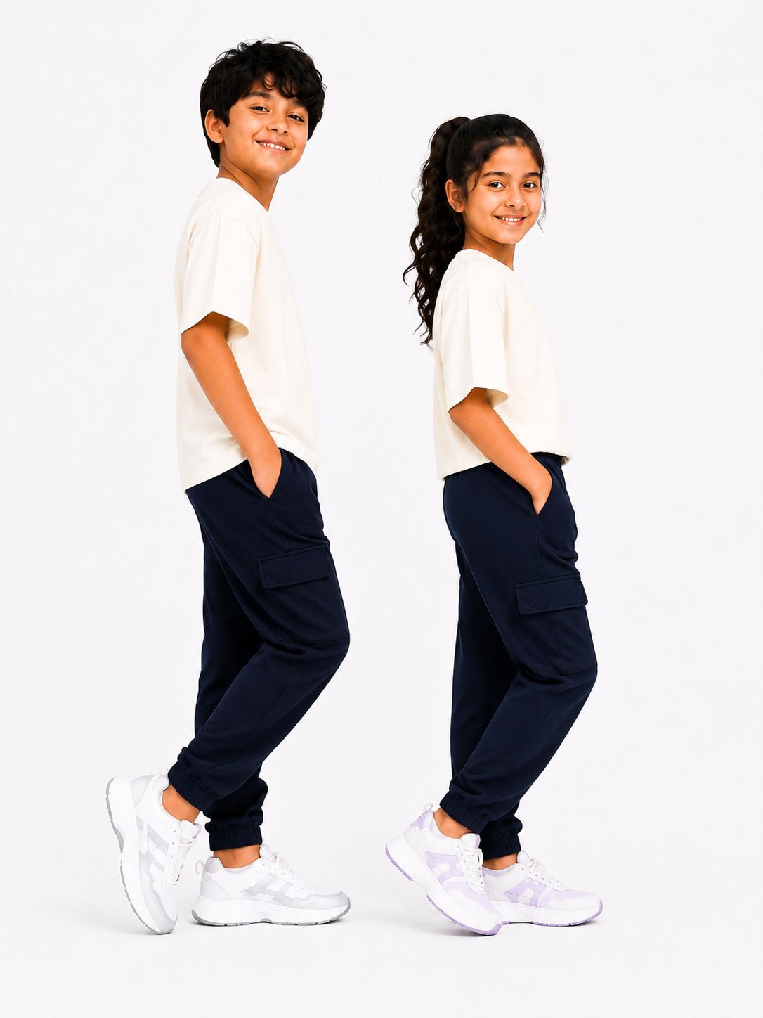 Kidello Kids Unisex Cargo Joggers | Relaxed Fit Cotton Jogger Pants