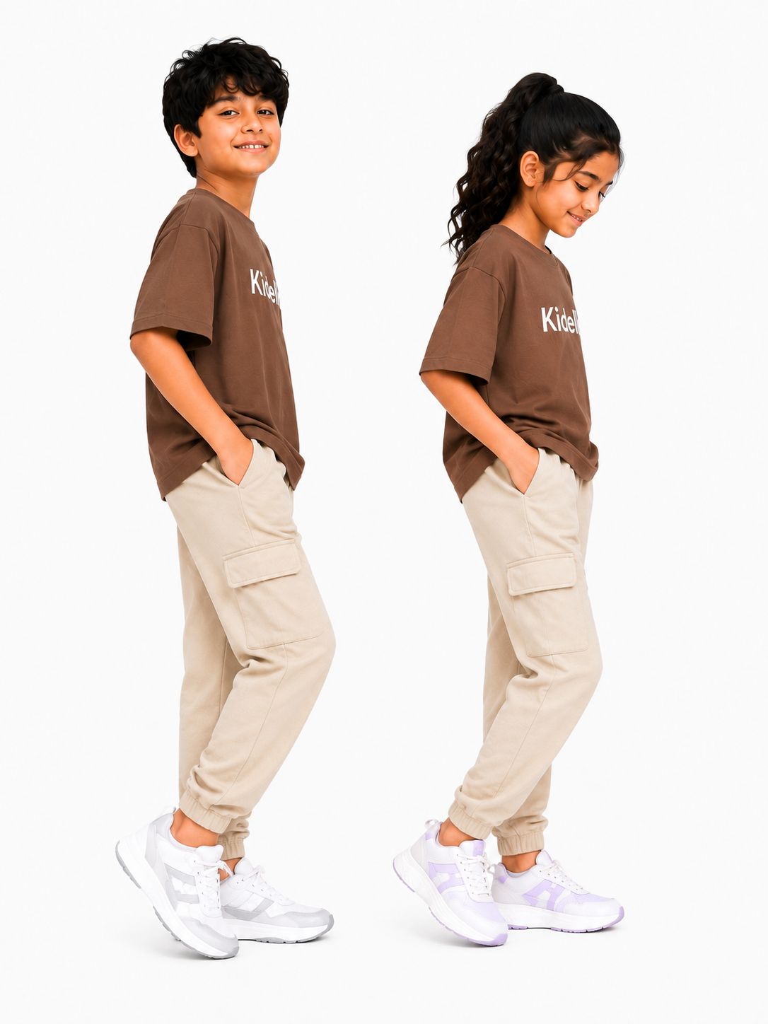 Kidello Kids Unisex Cargo Joggers | Relaxed Fit Cotton Jogger Pants