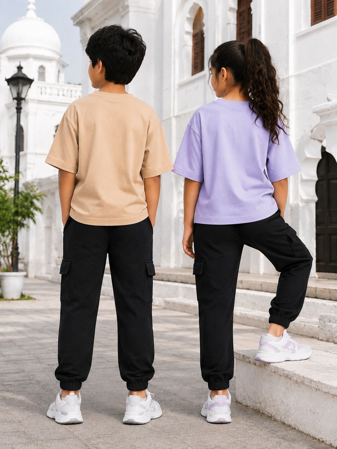 Kidello Kids Unisex Cargo Joggers | Relaxed Fit Cotton Jogger Pants