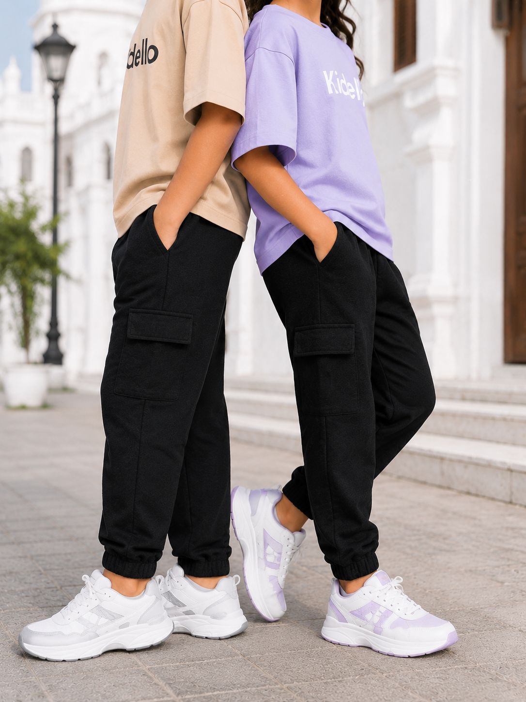 Kidello Kids Unisex Cargo Joggers | Relaxed Fit Cotton Jogger Pants