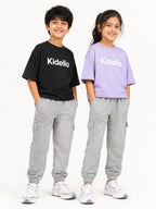 Kidello Kids Unisex Cargo Joggers | Relaxed Fit Cotton Jogger Pants