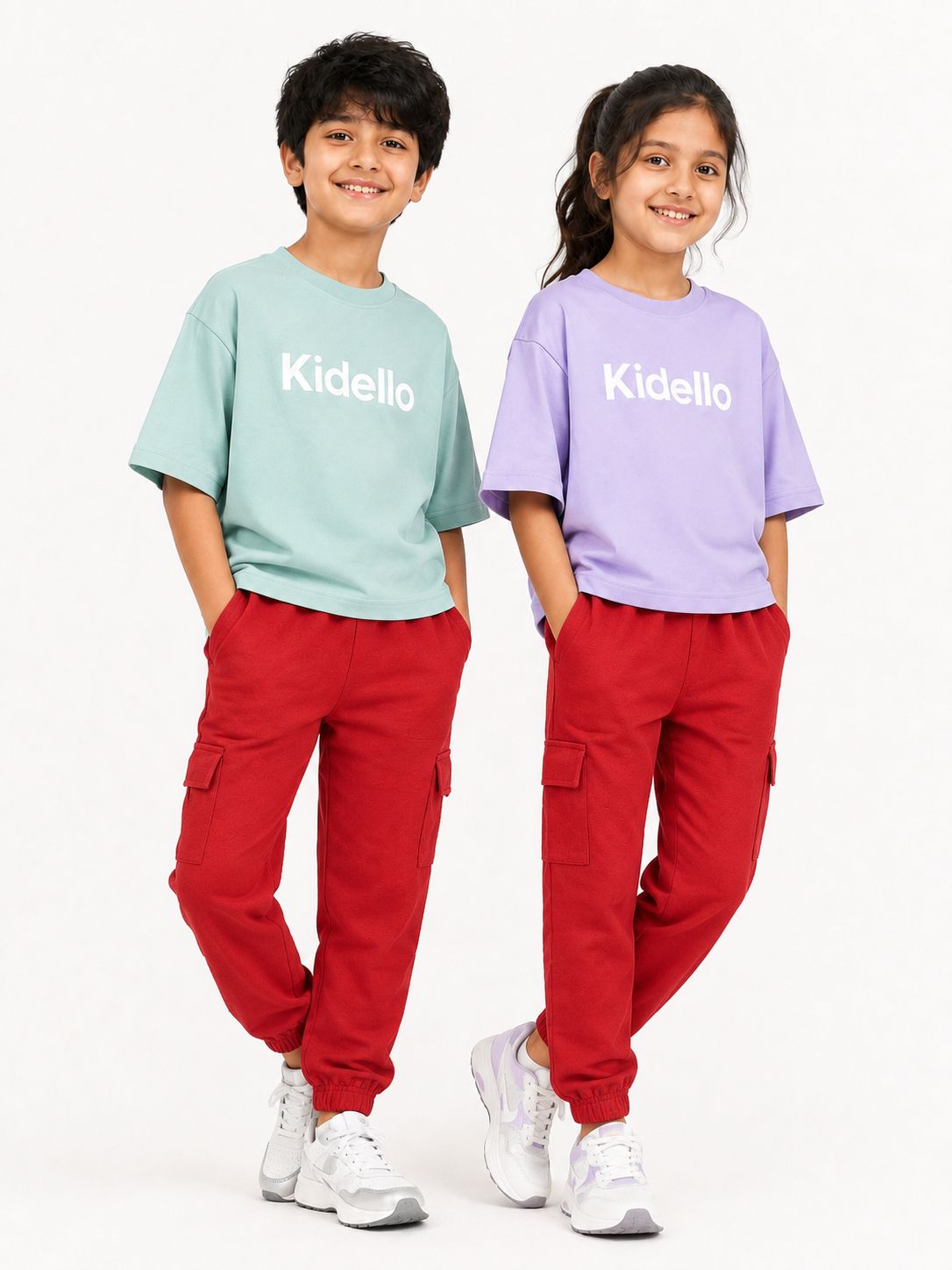 Kidello Kids Unisex Cargo Joggers | Relaxed Fit Cotton Jogger Pants