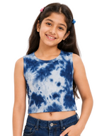 Kidello Girls Cotton Ribbed Crop Top | Sleeveless Casual Top