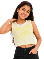 Kidello Girls Cotton Ribbed Crop Top | Sleeveless Casual Top