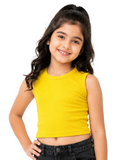 Kidello Girls Cotton Ribbed Crop Top | Sleeveless Casual Top
