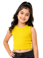 Kidello Girls Cotton Ribbed Crop Top | Sleeveless Casual Top