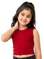 Kidello Girls Cotton Ribbed Crop Top | Sleeveless Casual Top