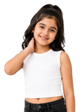 Kidello Girls Cotton Ribbed Crop Top | Sleeveless Casual Top