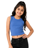 Kidello Girls Cotton Ribbed Crop Top | Sleeveless Casual Top