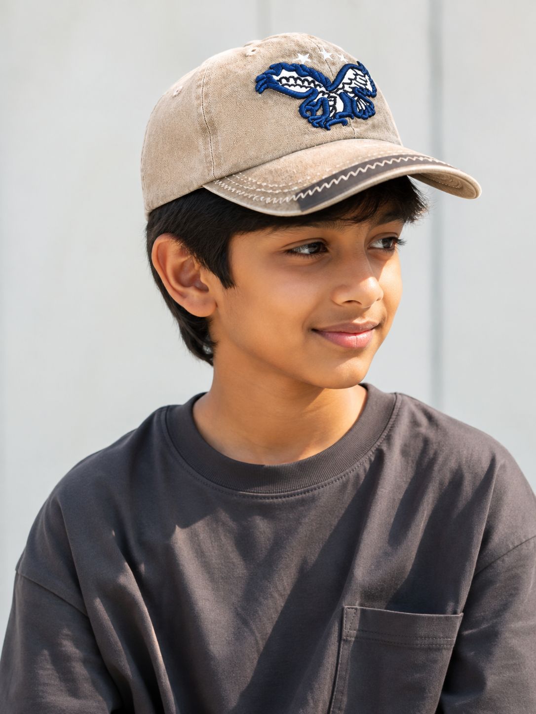 Kidello Kids Vintage Baseball Cap | Adjustable Cotton Sun Cap | Stylish Embroidered Casual Cap for Boys & Girls (11–14 Years)