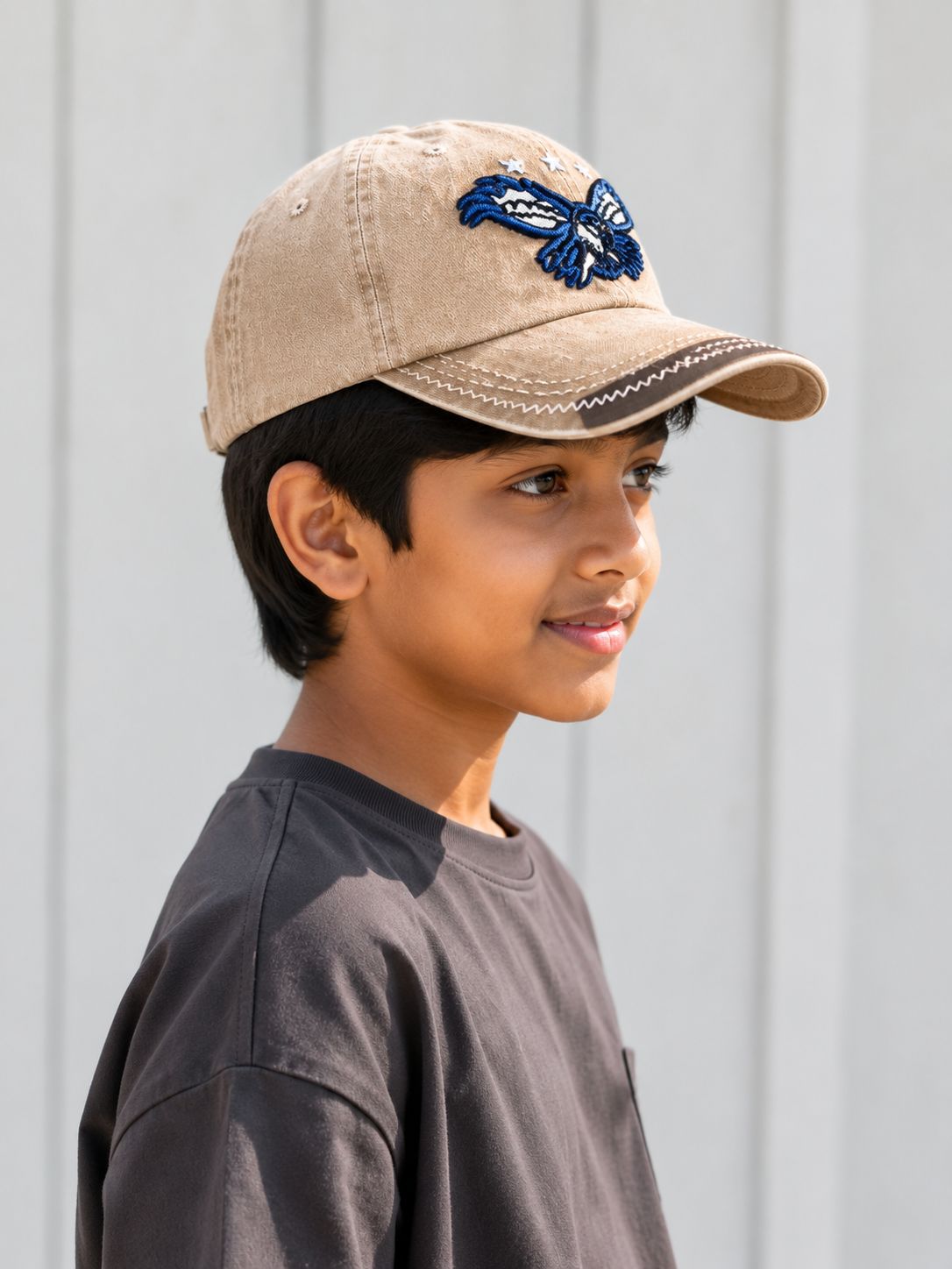 Kidello Kids Vintage Baseball Cap | Adjustable Cotton Sun Cap | Stylish Embroidered Casual Cap for Boys & Girls (11–14 Years)