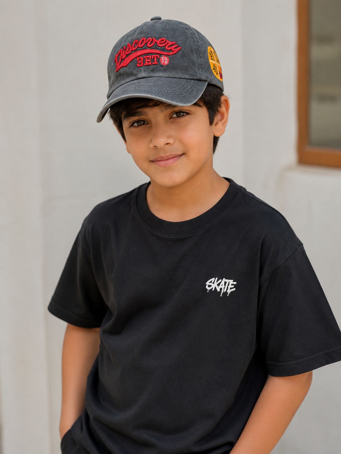 Kidello Kids Vintage Baseball Cap | Adjustable Cotton Sun Cap | Stylish Embroidered Casual Cap for Boys & Girls (11–14 Years)