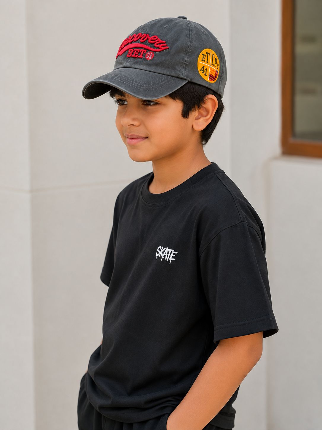 Kidello Kids Vintage Baseball Cap | Adjustable Cotton Sun Cap | Stylish Embroidered Casual Cap for Boys & Girls (11–14 Years)