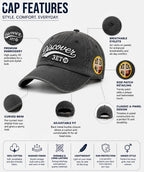 Kidello Kids Vintage Baseball Cap | Adjustable Cotton Sun Cap | Stylish Embroidered Casual Cap for Boys & Girls (11–14 Years)