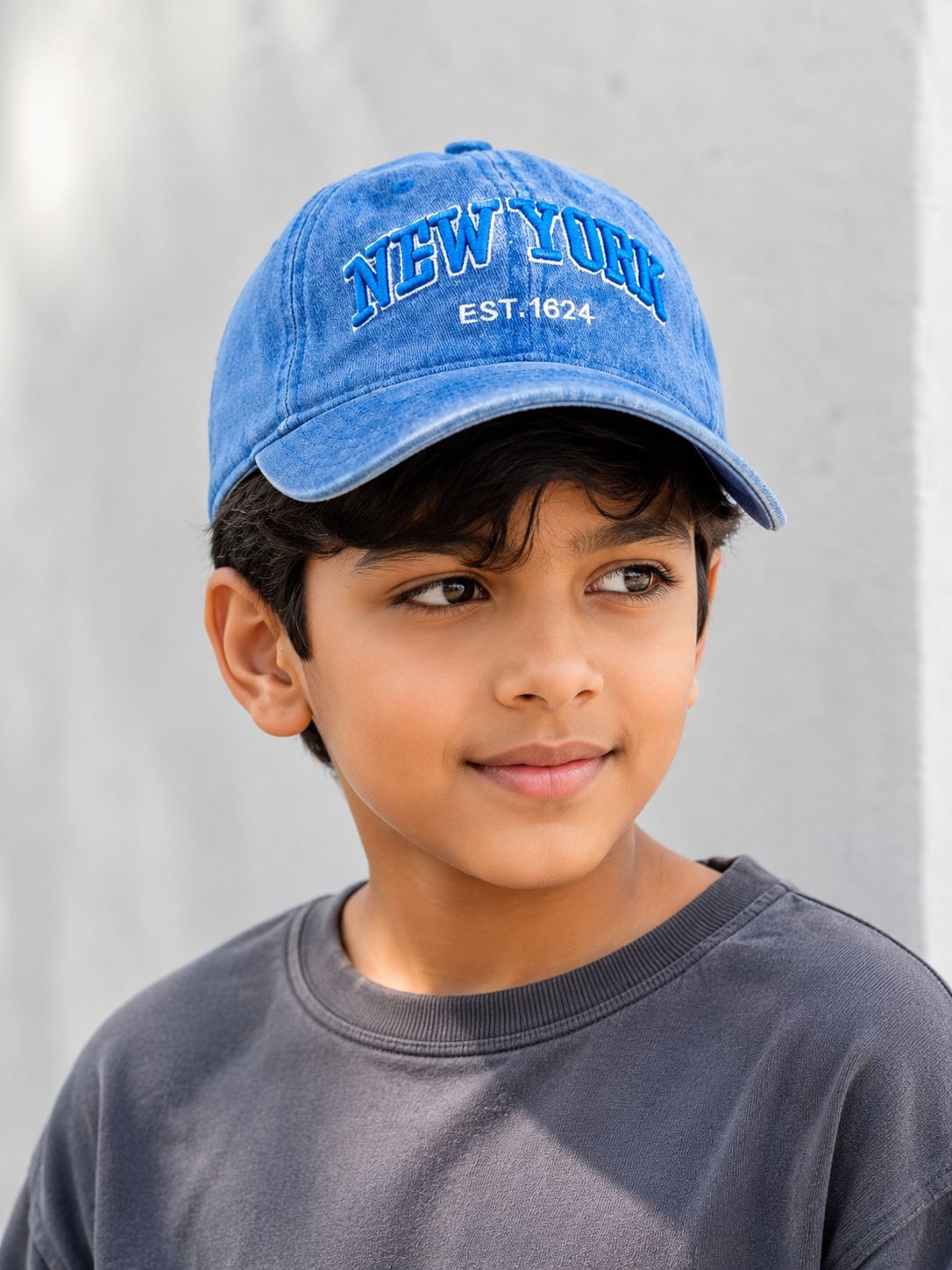 Kidello Kids Vintage Baseball Cap | Adjustable Cotton Sun Cap | Stylish Embroidered Casual Cap for Boys & Girls (11–14 Years)