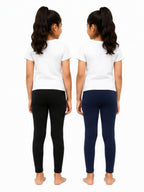 Kidello Girls Cotton Lycra Ankle Leggings Pack of 2