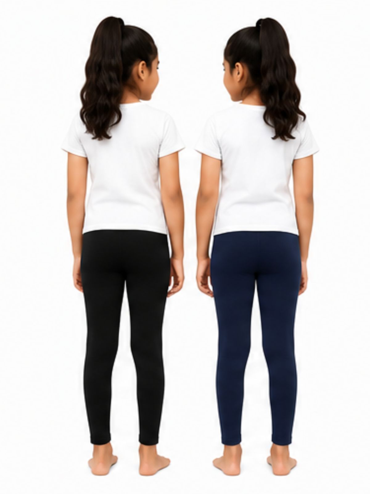 Kidello Girls Cotton Lycra Ankle Leggings Pack of 2