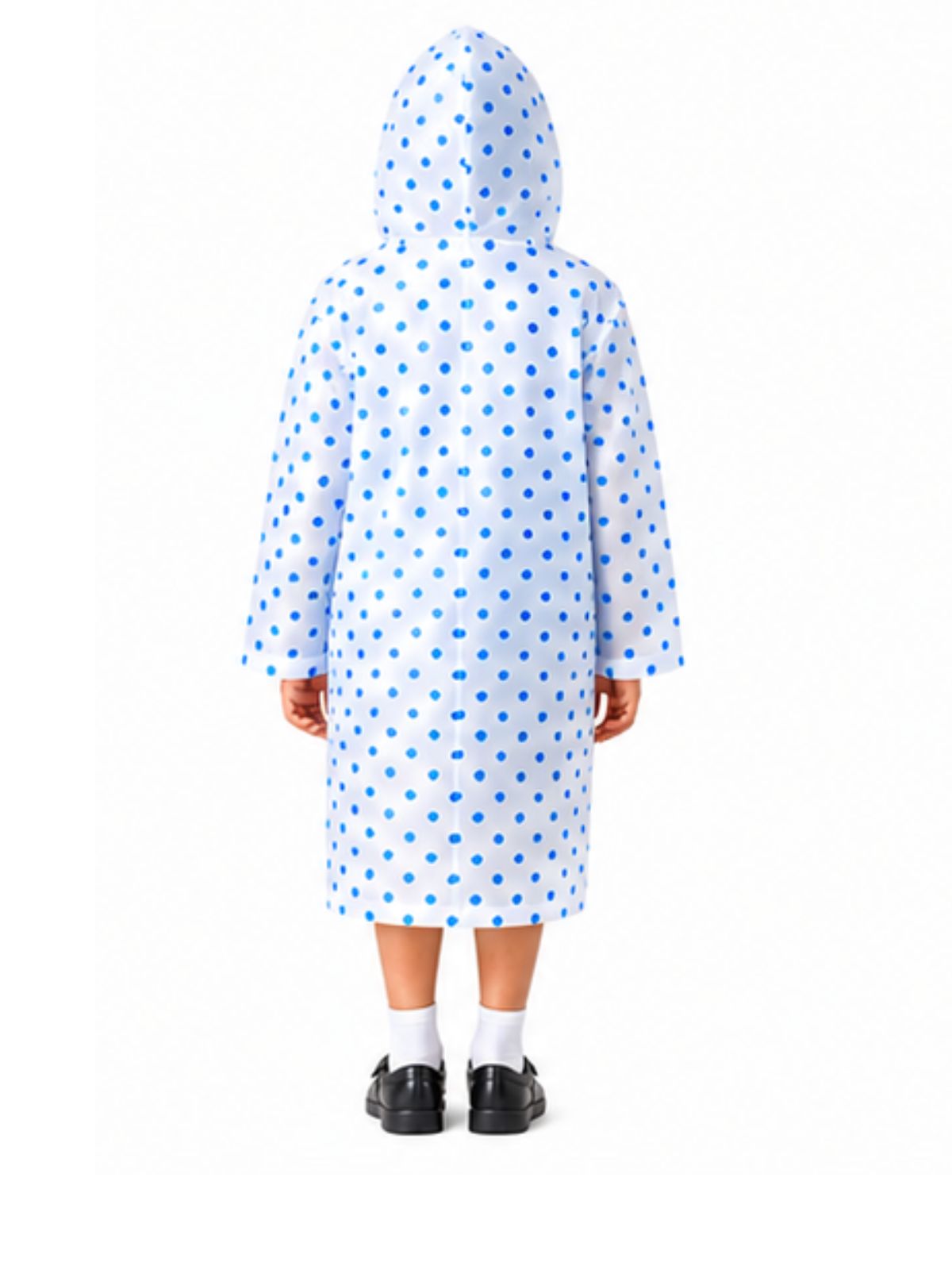 Kidello Kids Transparent Raincoat with Polka Dots | Waterproof Hooded Raincoat | School Rain Wear