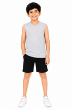 KIDELLO Boys Pure Cotton Sleeveless T-Shirt | Soft Breathable Round Neck Vest Tee for Kids | Regular Fit Summer Wear