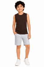 KIDELLO Boys Pure Cotton Sleeveless T-Shirt | Soft Breathable Round Neck Vest Tee for Kids | Regular Fit Summer Wear
