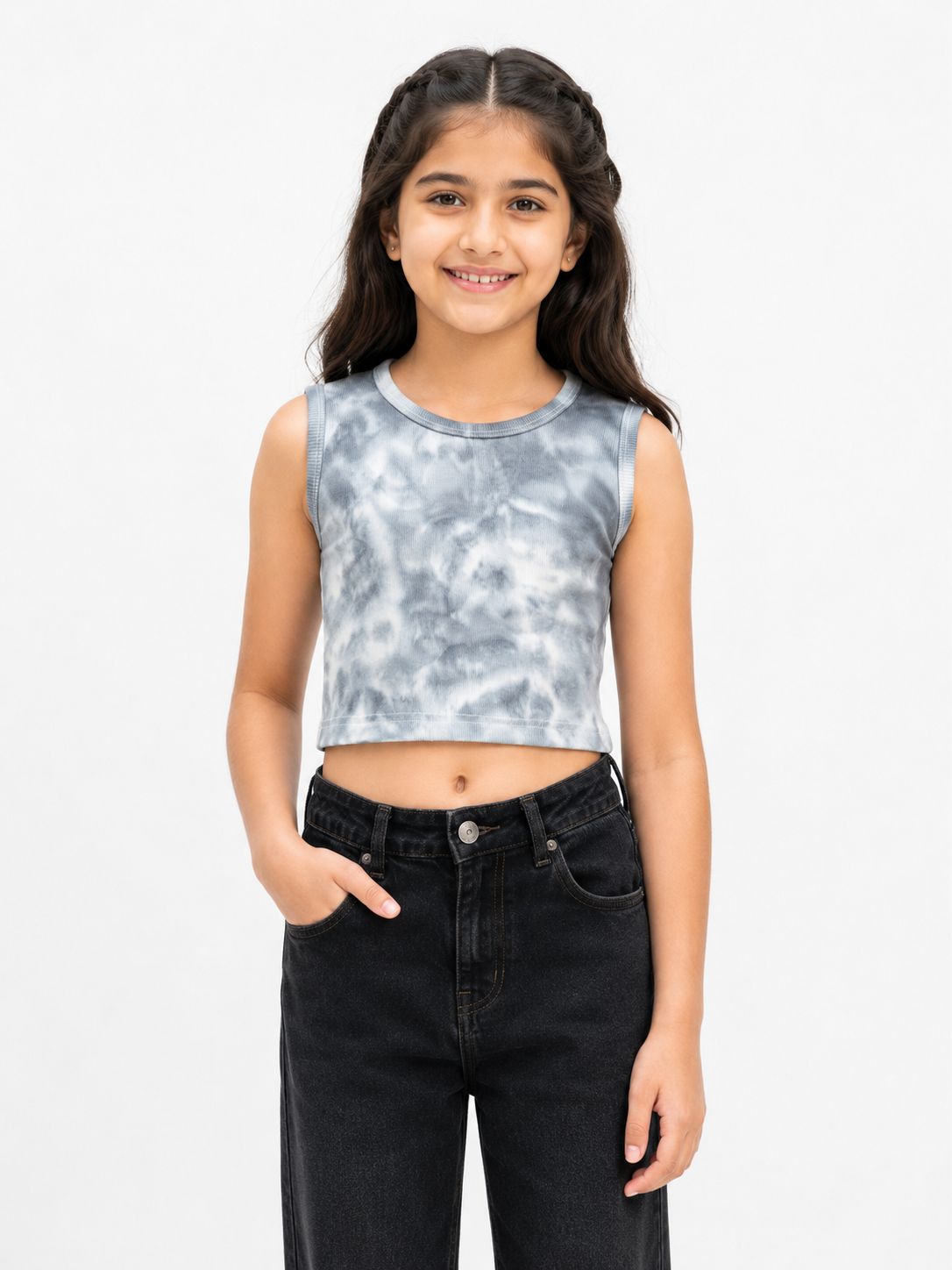 Kidello Girls Cotton Ribbed Crop Top | Sleeveless Casual Top