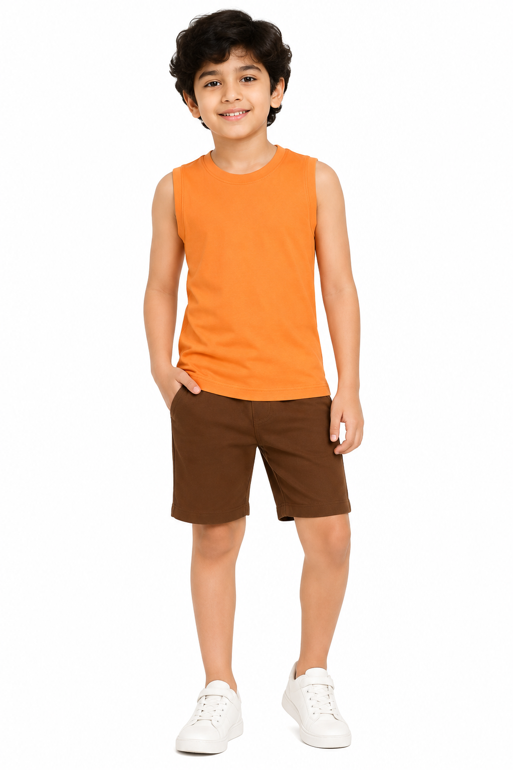 KIDELLO Boys Pure Cotton Sleeveless T-Shirt | Soft Breathable Round Neck Vest Tee for Kids | Regular Fit Summer Wear