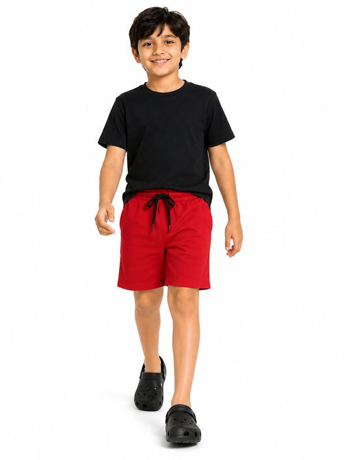 Kidello Boys Cotton Shorts Pack of 2 | Soft & Breathable | Regular Fit | Elastic Waist with Drawstring | Everyday Casual Shorts