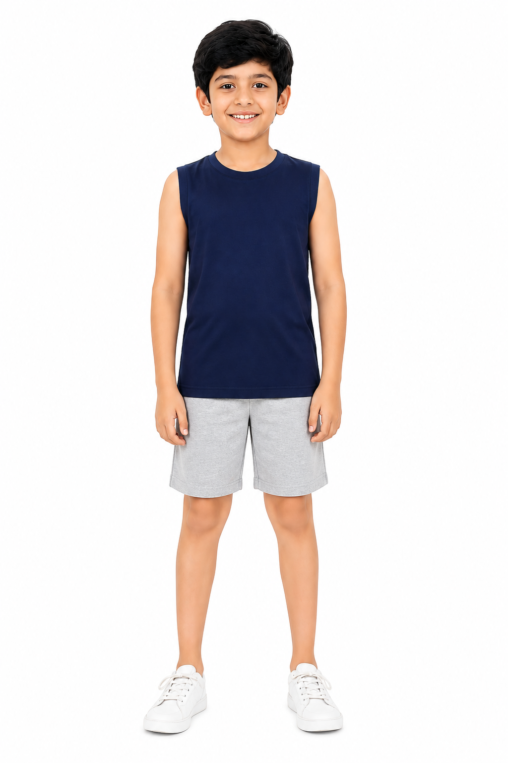 KIDELLO Boys Pure Cotton Sleeveless T-Shirt | Soft Breathable Round Neck Vest Tee for Kids | Regular Fit Summer Wear