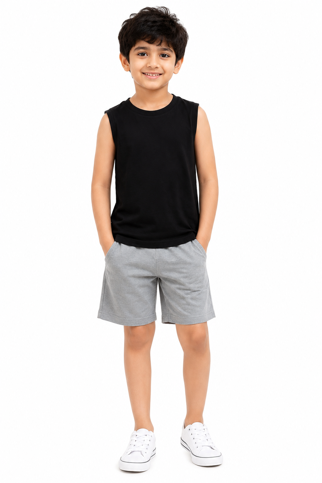 KIDELLO Boys Pure Cotton Sleeveless T-Shirt | Soft Breathable Round Neck Vest Tee for Kids | Regular Fit Summer Wear