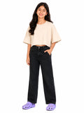 Kidello Girls Oversized Relaxed Fit Boxy Crop Top | Premium High GSM Cotton | Soft & Breathable | Casual Everyday T-Shirt