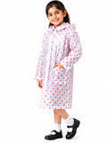 Kidello Kids Transparent Raincoat with Polka Dots | Waterproof Hooded Raincoat | School Rain Wear