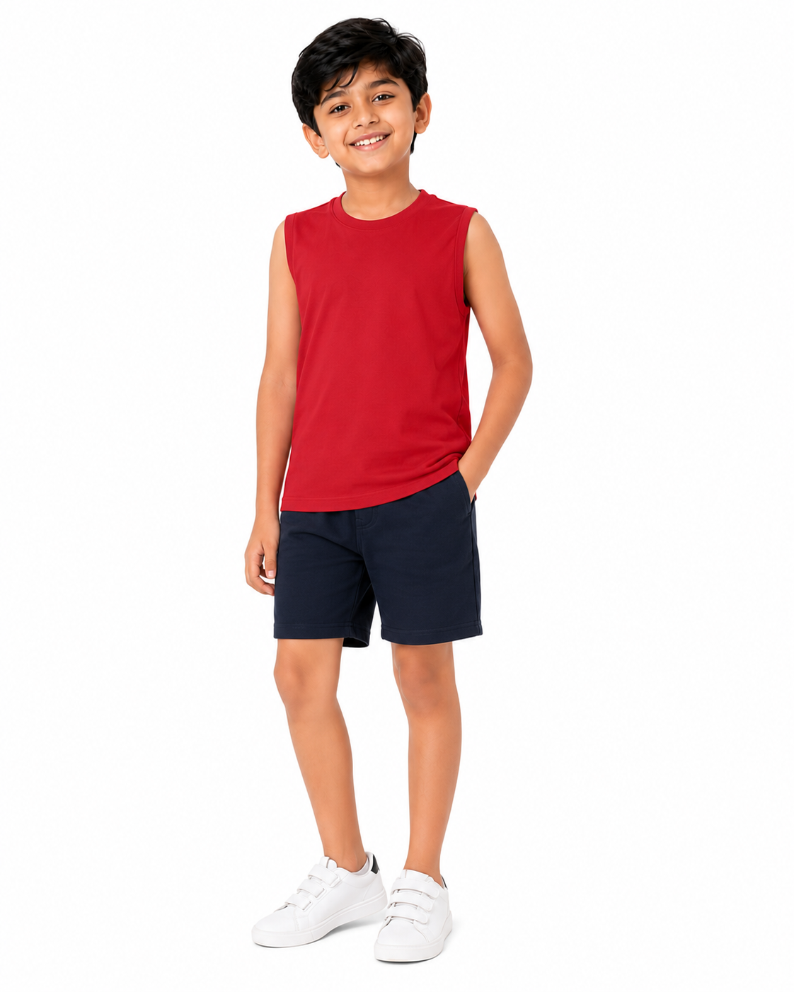 KIDELLO Boys Pure Cotton Sleeveless T-Shirt | Soft Breathable Round Neck Vest Tee for Kids | Regular Fit Summer Wear