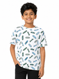 KIDELLO Boys Skateboard Print T-Shirt | 100% Cotton Graphic Printed Round Neck Tee for Kids | Casual Summer Wear