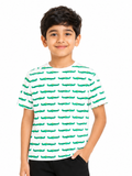 KIDELLO Boys Crocodile Print T-Shirt | 100% Cotton Graphic Printed Round Neck Tee for Kids | Soft Casual Summer Wear