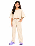 Kidello Girls Cotton Co-ord Set | Oversized Crop Top & Track Pant