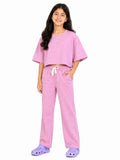 Kidello Girls Cotton Co-ord Set | Oversized Crop Top & Track Pant