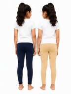 Kidello Girls Cotton Lycra Ankle Leggings Pack of 2