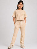 Kidello Girls Cotton Co-ord Set | Oversized Crop Top & Track Pant