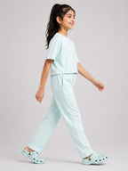 Kidello Girls Cotton Co-ord Set | Oversized Crop Top & Track Pant