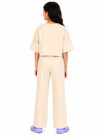 Kidello Girls Cotton Co-ord Set | Oversized Crop Top & Track Pant