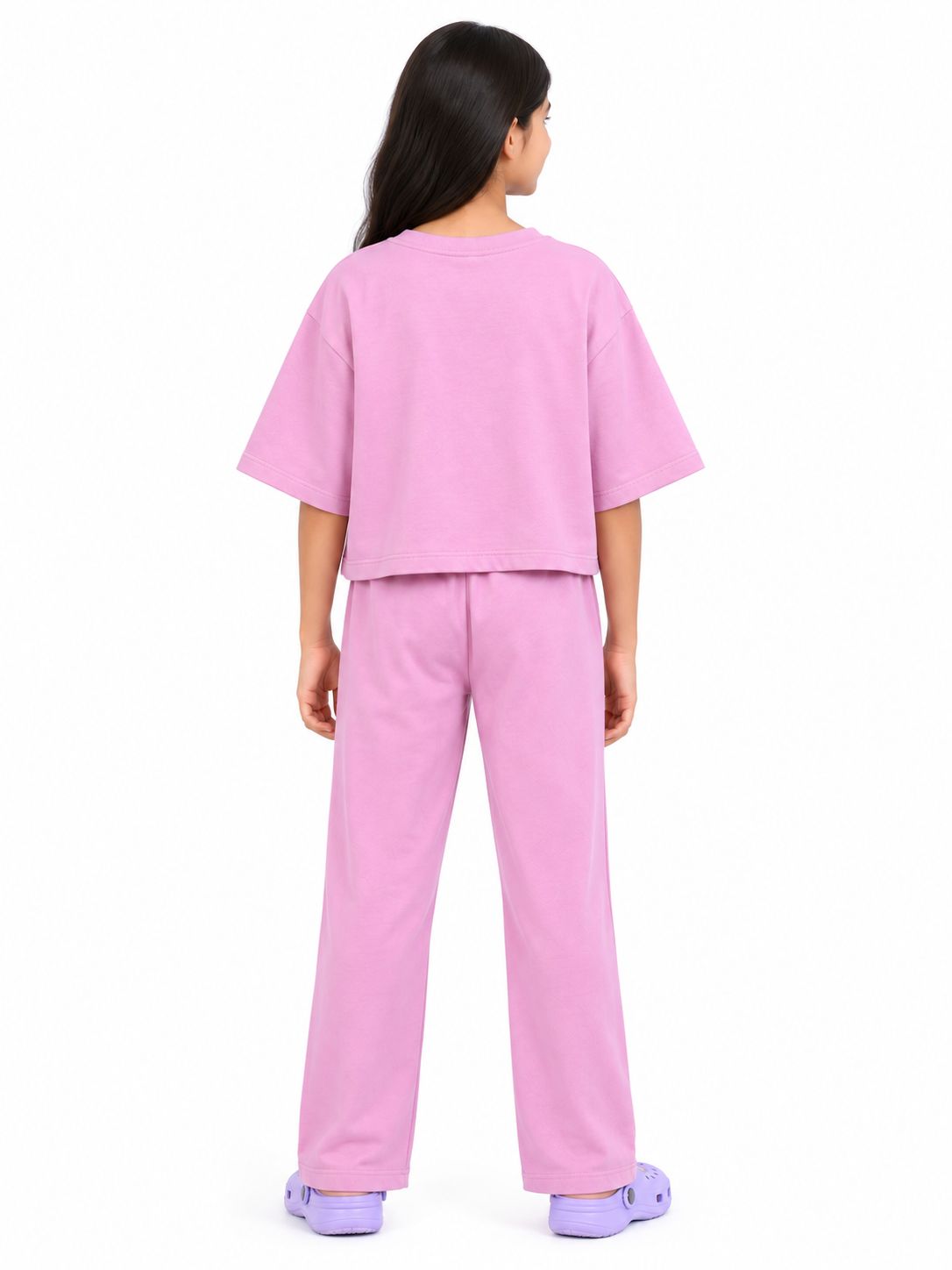 Kidello Girls Cotton Co-ord Set | Oversized Crop Top & Track Pant