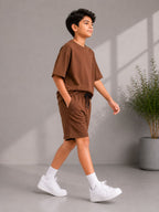 Kidello Boys Cotton Co-ord Set | Oversized T-Shirt & Shorts