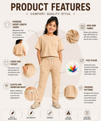Kidello Girls Cotton Co-ord Set | Oversized Crop Top & Track Pant