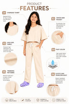 Kidello Girls Cotton Co-ord Set | Oversized Crop Top & Track Pant