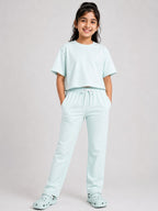 Kidello Girls Cotton Co-ord Set | Oversized Crop Top & Track Pant