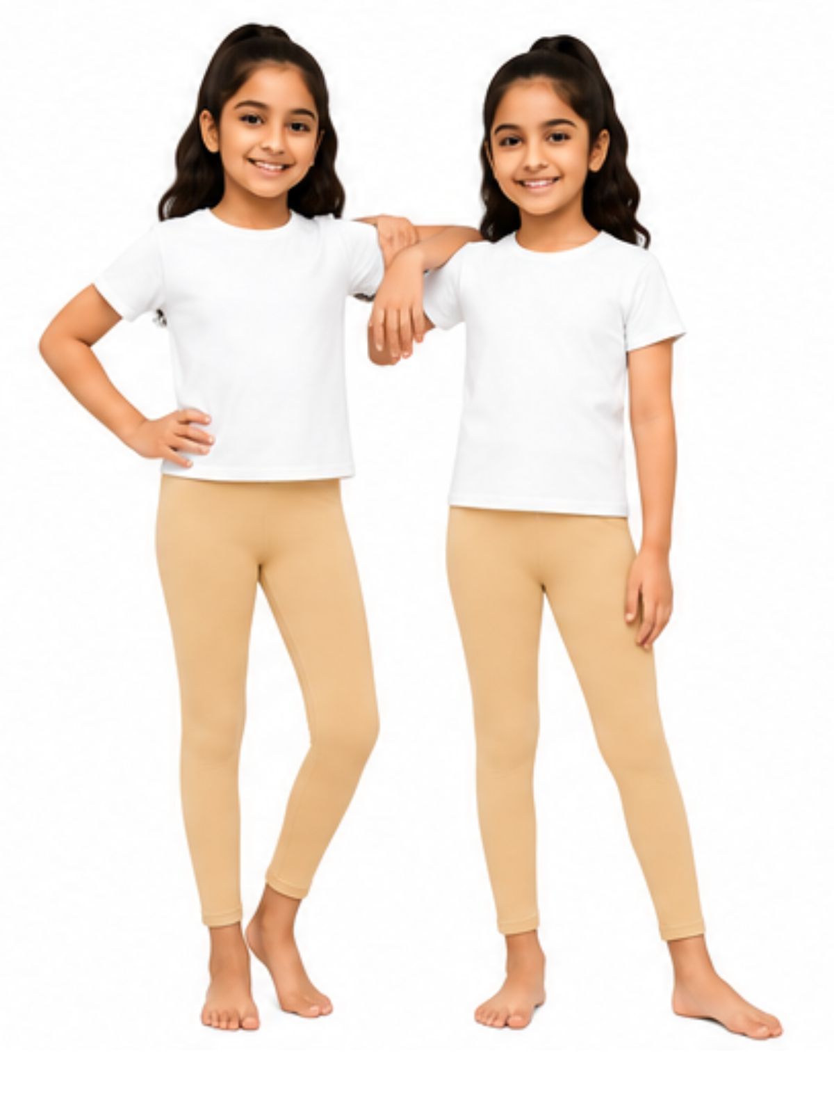 Kidello Girls Cotton Lycra Ankle Leggings Pack of 2