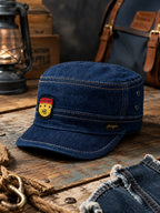Kidello Kids Denim Army Cap | Adjustable Cotton Military Style Cap | Casual Outdoor Cap for Boys & Girls (11–14 Years)